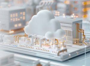 A cloud above a small factory.